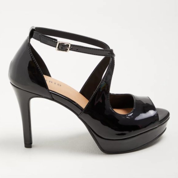 Torrid Black Patent Criss Cross Platform Heel - 8W - - Picture 2 of 3